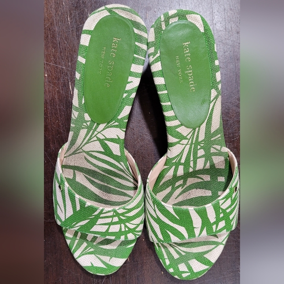 kate spade new york 8.5B Women's Meena palm fronds Wedge Slide Sandals - Picture 3 of 9